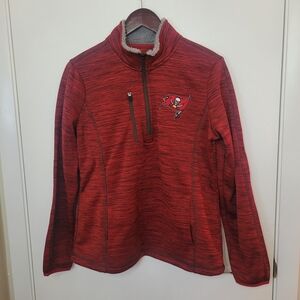 NFL Red Fleece-Lined Quarter-Zip Pullover Tampa Bay Buccaneers Womens Large